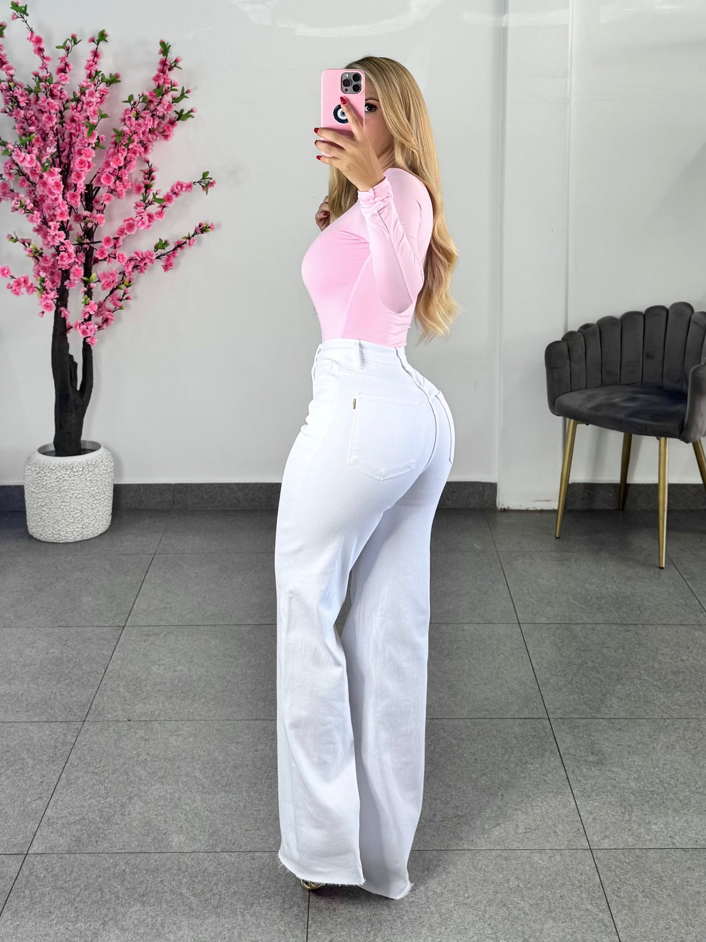 Vibrant Jeans corte recto blanco