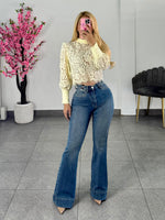 Vibrants jeans campana deslavado