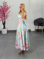 Vestido midi azul floreado