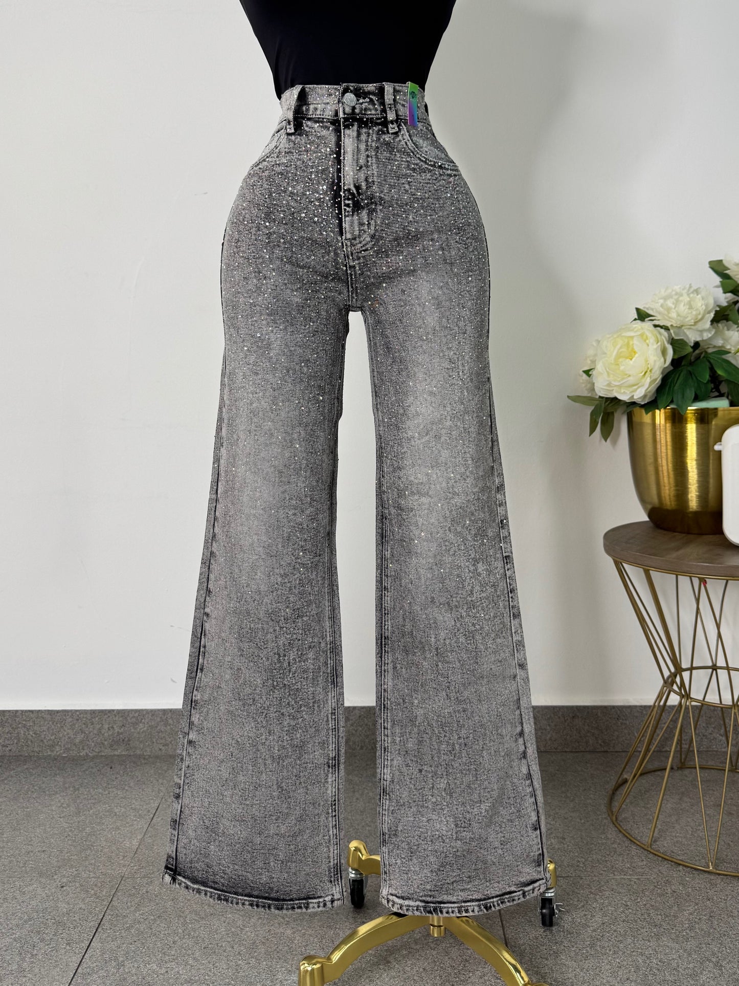 Jeans vibrant gris brillos