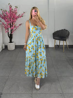 Vestido midi azul limones