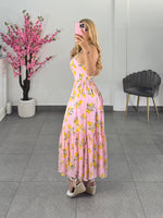 Vestido midi rosa limones