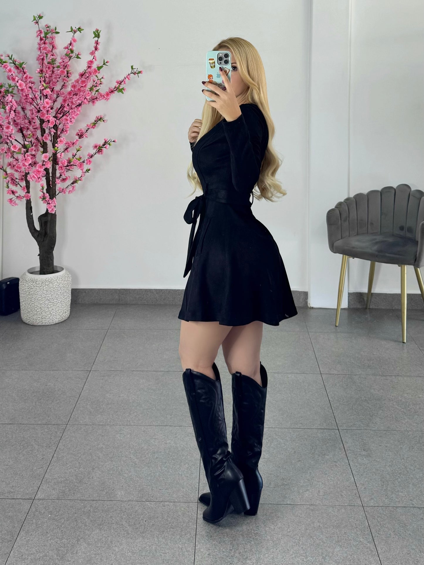 Vestido gabardina negro