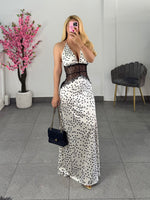 Vestido satin polka con encaje