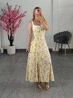 Vestido midi floreado amarillo