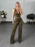 Set verde militar gamuza