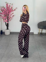 Set polka dots marron