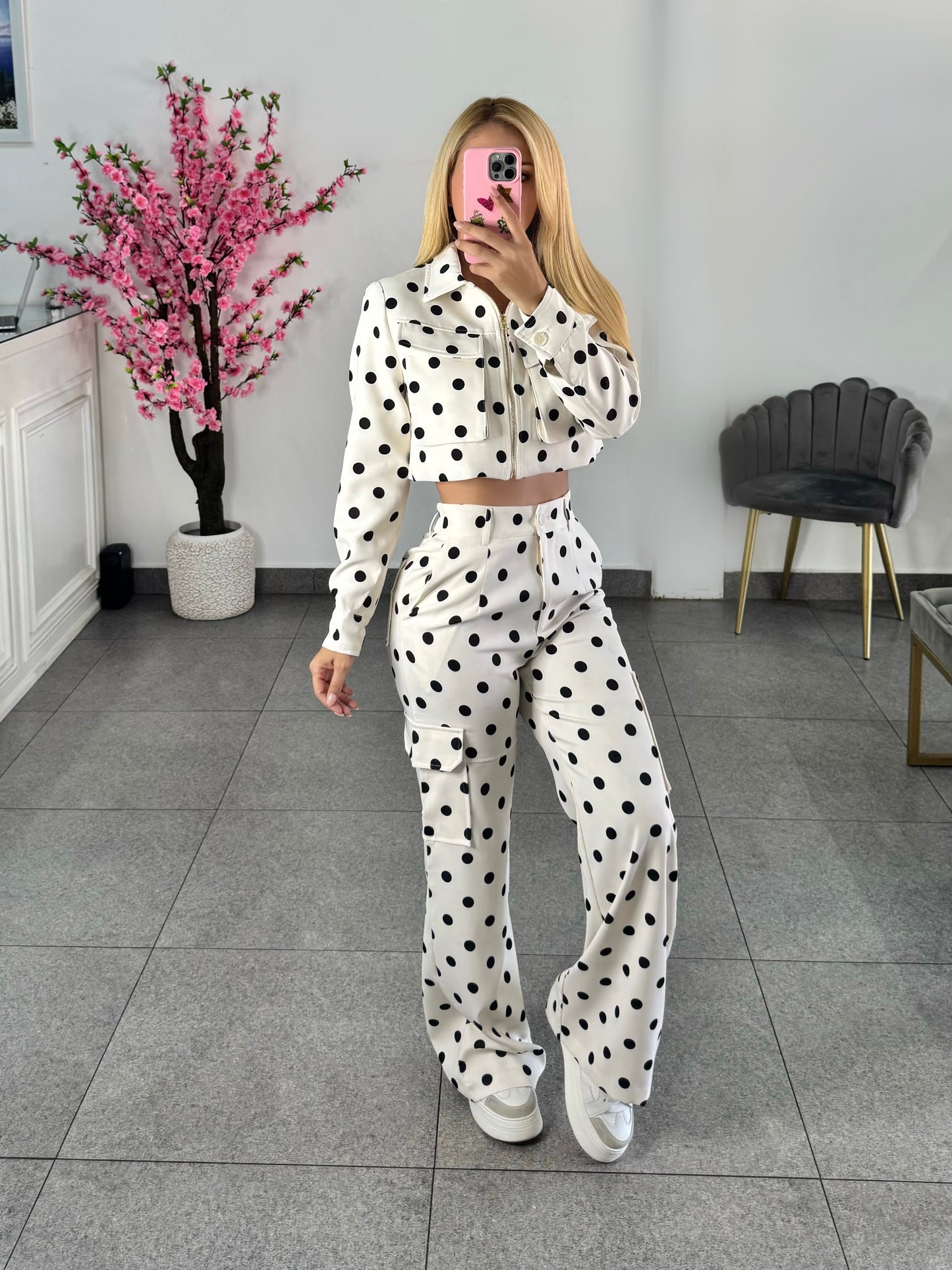 Set polka dots ivory