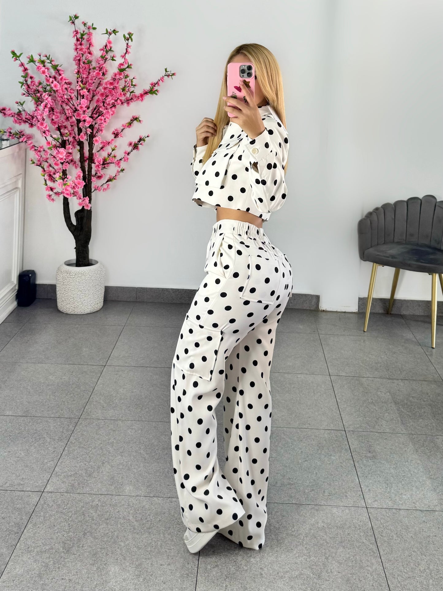 Set polka dots ivory