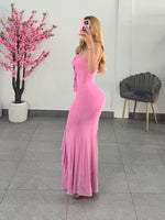 Vestido rosa mesh tirantes