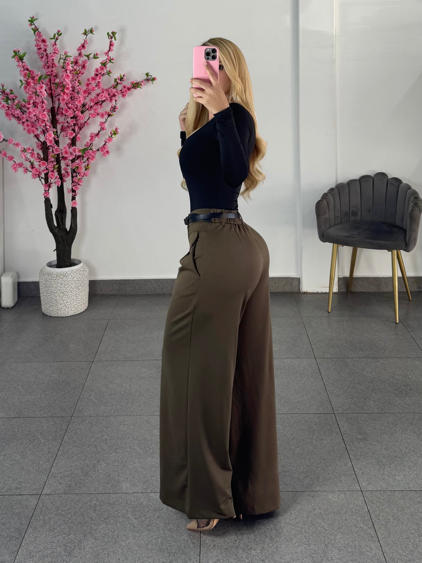 Pantalon vestir verde olivo