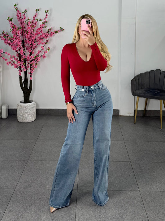 Vibrant corte recto mezclilla