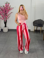 Pantalon rayas rosa y rojo
