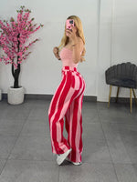 Pantalon rayas rosa y rojo