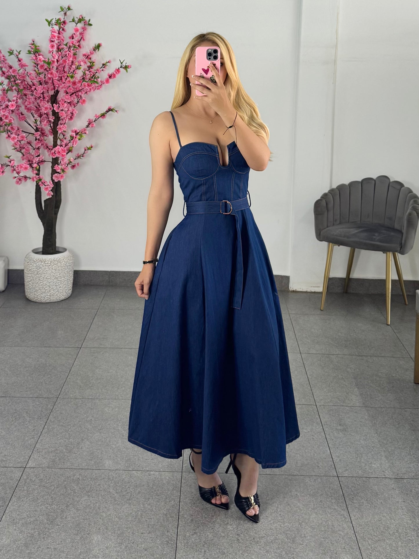 Vestido midi mezclilla