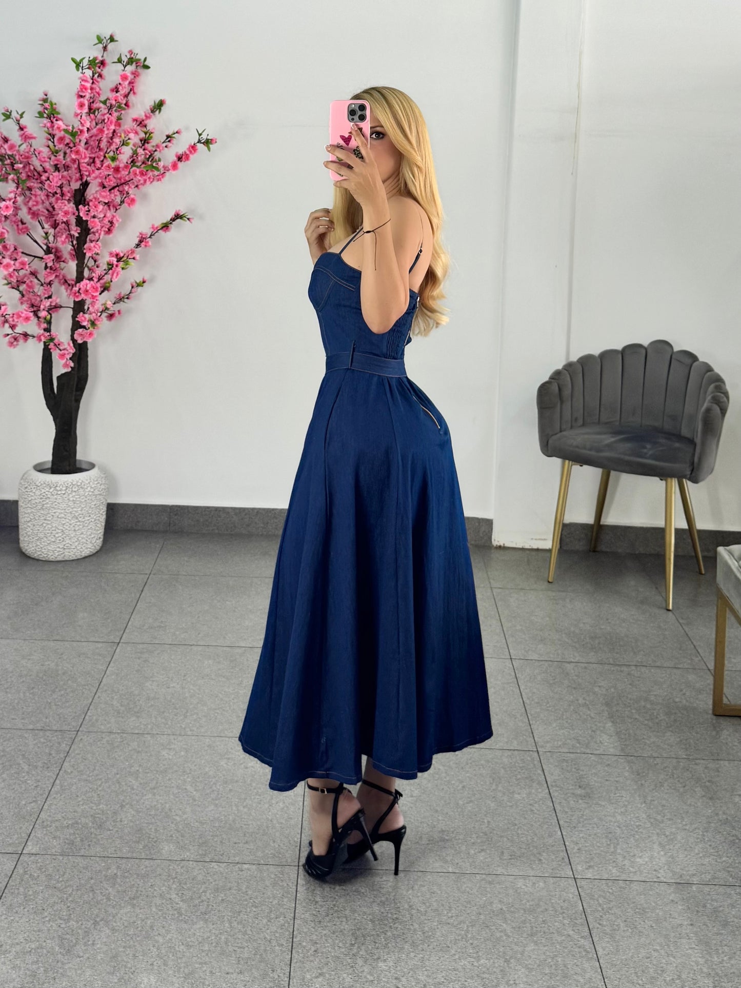 Vestido midi mezclilla