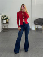Sueter rojo soles en color dorado