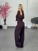 Conjunto jacket encaje cafe