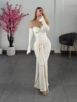 Vestido ivory largo doble licra