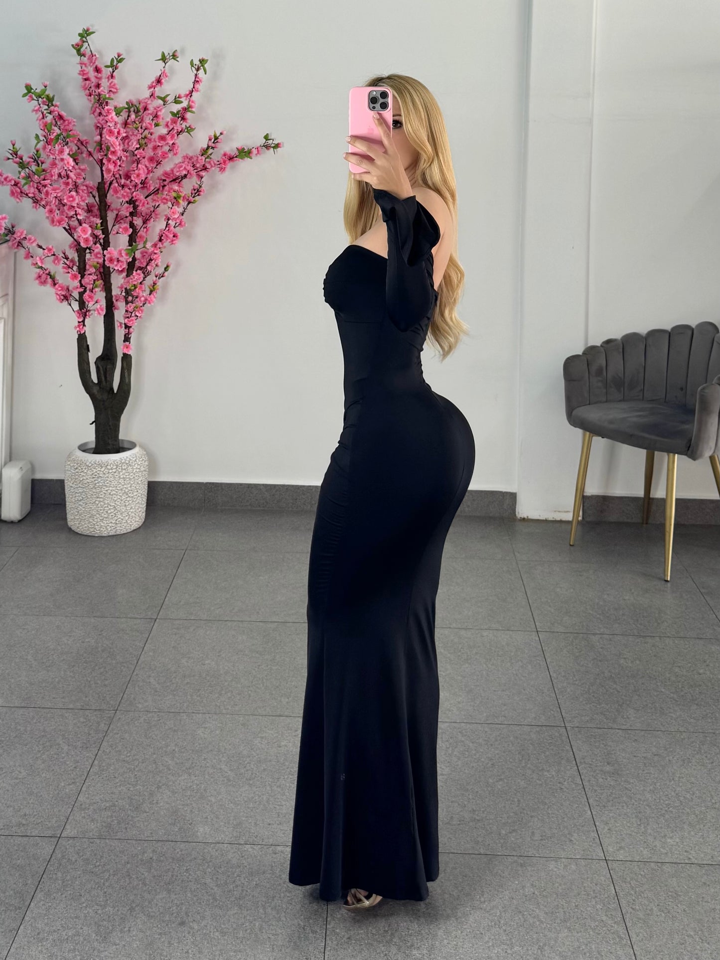 Vestido negro largo doble licra