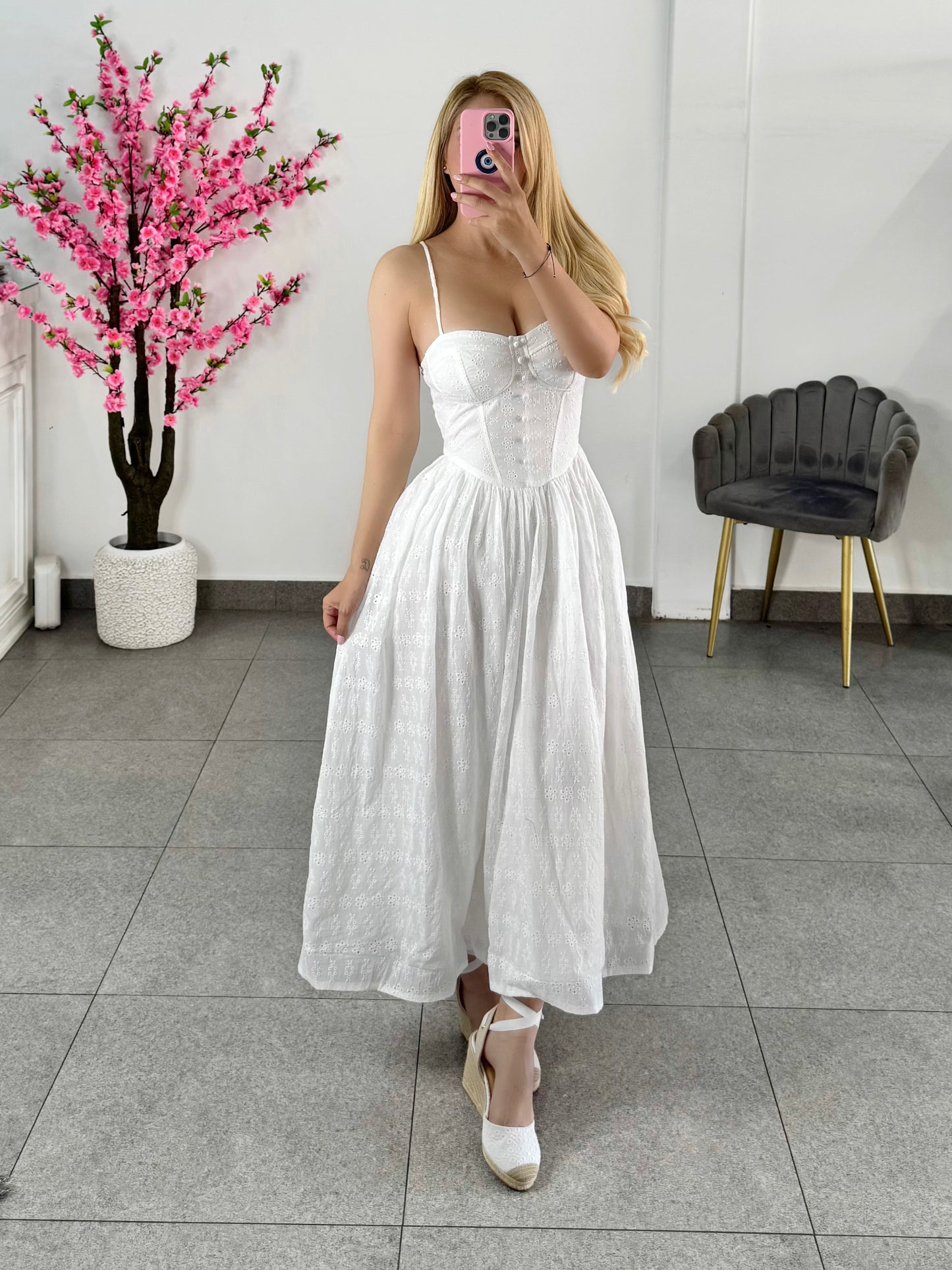 Vestido midi blanco