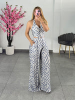 set top & pantalon blanco con azul