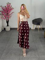Blusa satinada encaje beige