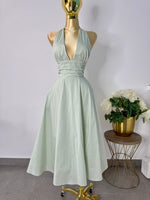 vestido midi halter menta