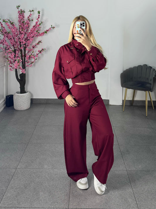 Conjunto jacket & pantalon burgundy