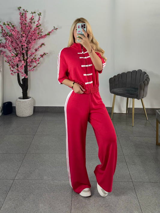 Set sport rojo blusa & pantalón strech