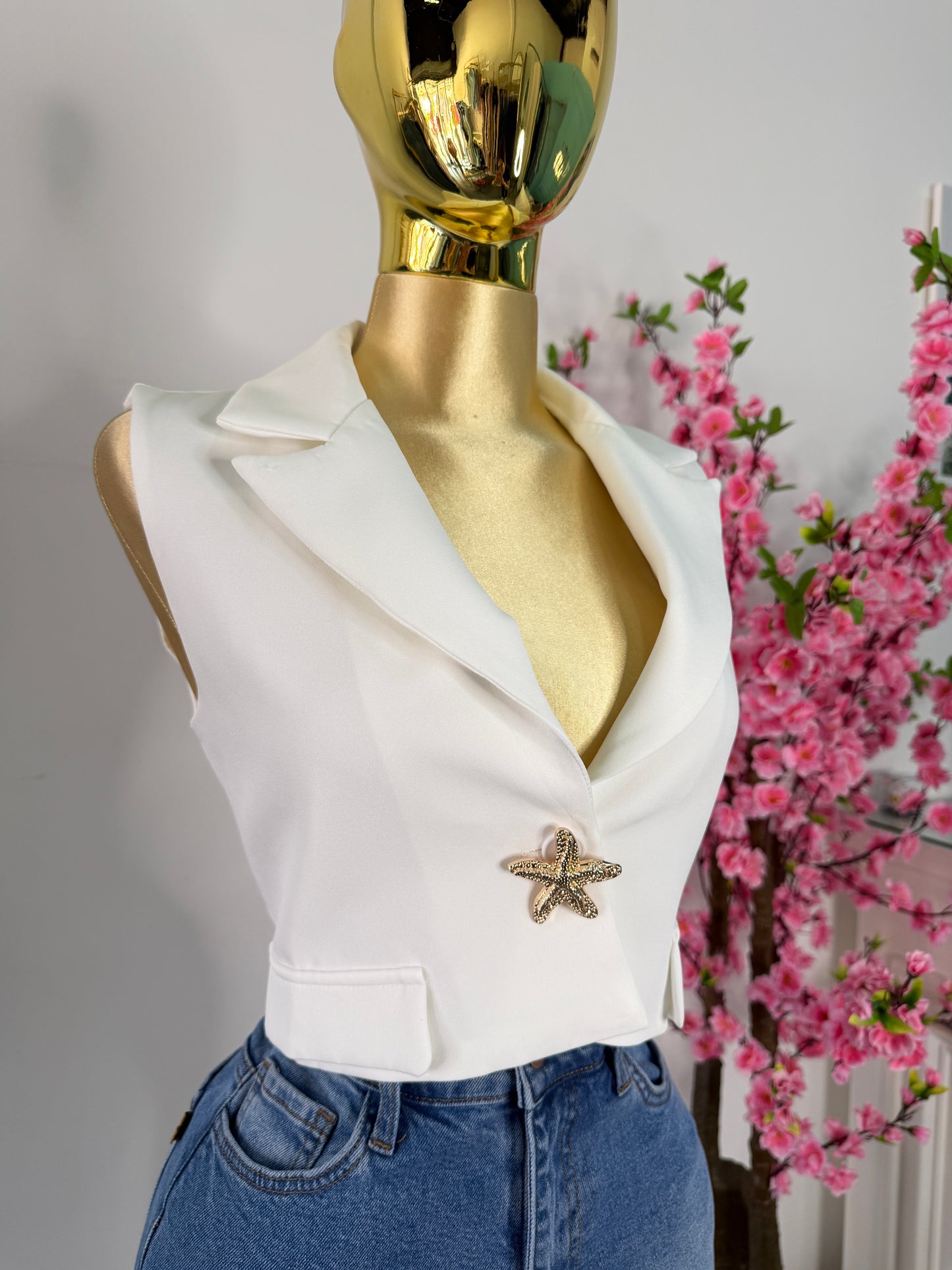 Blazer corto blanco estrella