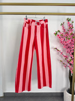 Pantalon rayas rosa y rojo