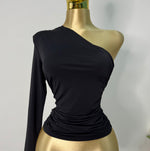 Blusa una manga negra licra