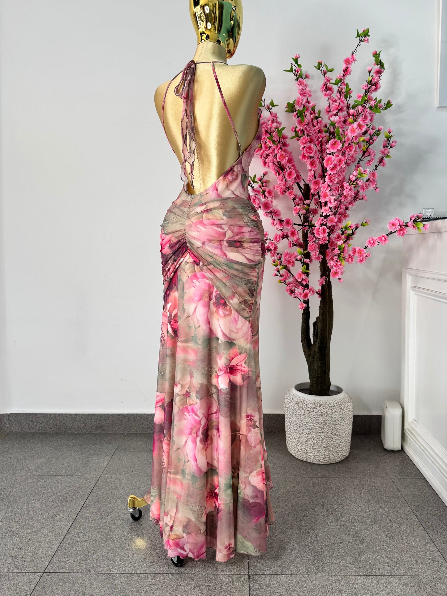 Vestido Mesh tonos rosa y cafe