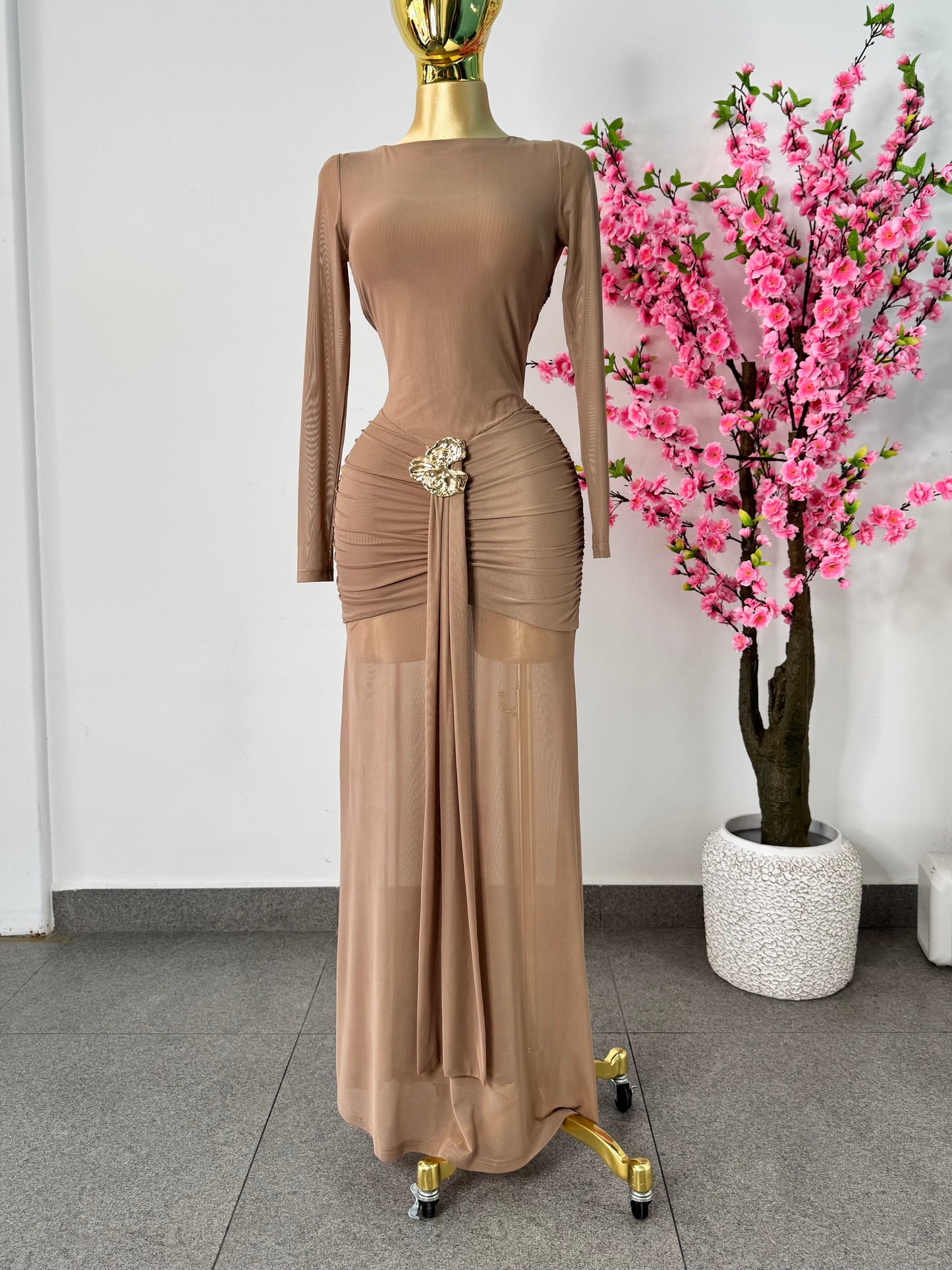 Vestido Mesh cafe