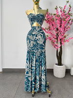 Vestido azul Aqua y beige