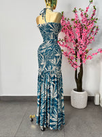 Vestido azul Aqua y beige