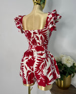 jumpsuit rojo con blanco