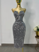 Vestido plata lentejuela strech