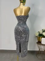 Vestido plata lentejuela strech