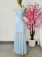 Vestido azul transparencia