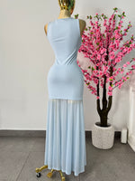 Vestido azul transparencia
