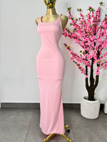 Vestido rosa tirantes trenza