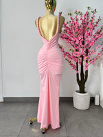 Vestido rosa tirantes trenza
