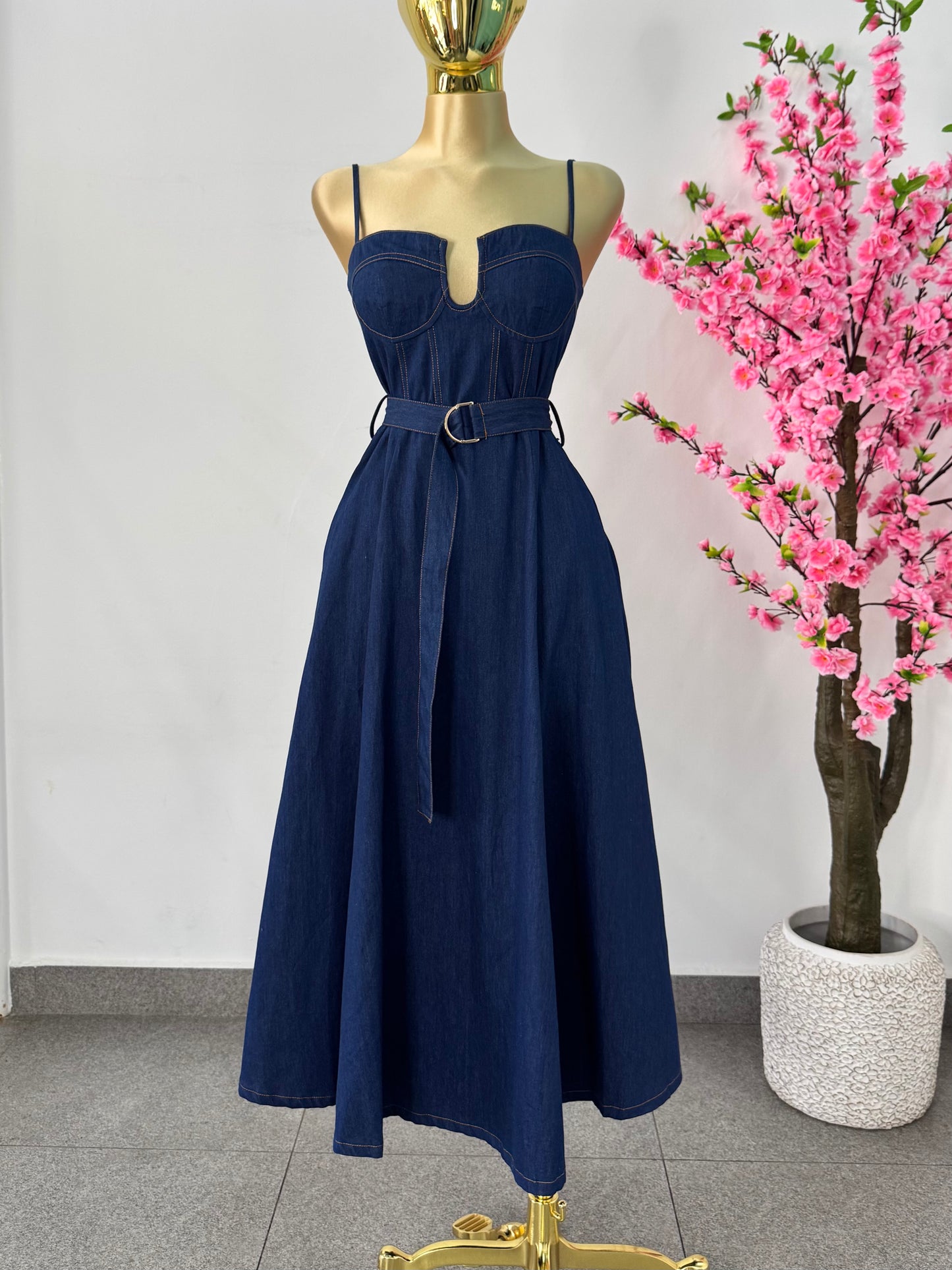 Vestido midi mezclilla