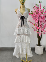 Vestido blanco encaje con moñito