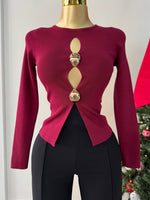 Blusa burgundy detalle dorado