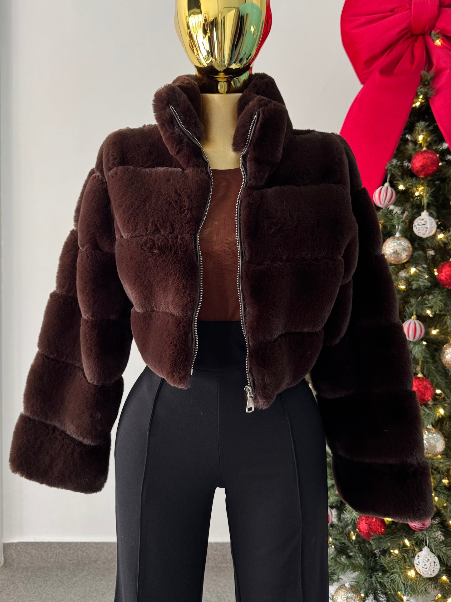 Abrigo cafe chocolate de peluche