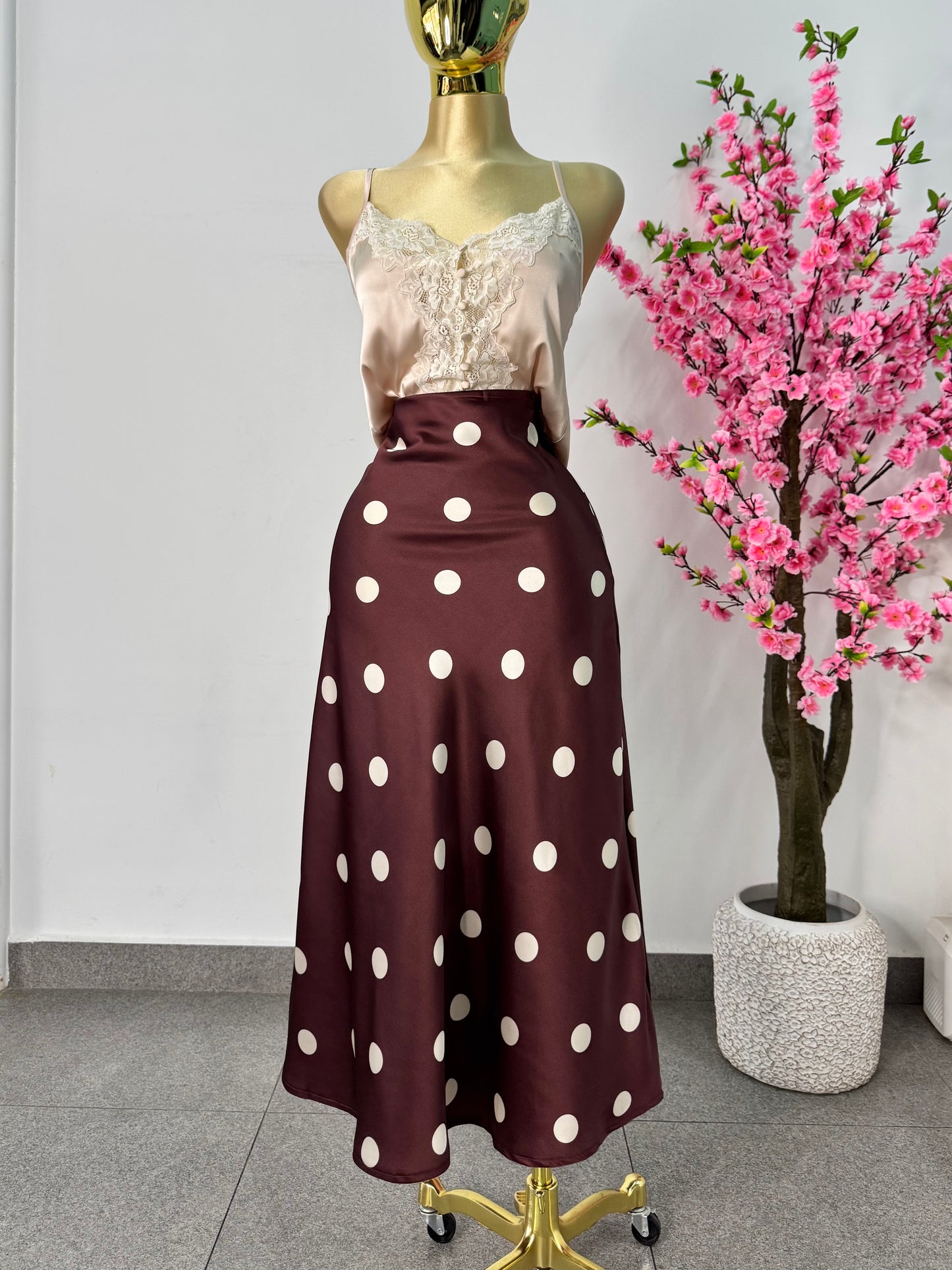 Falda cafe polka