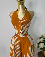 Conjunto marron y beige
